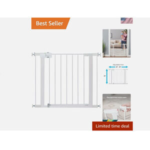 Safety 1st Child, Pet-Friendly Walk-Through Gate 28" Tall, 29-38" Doorway, White